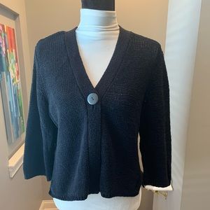 Tweeds black crop one button sweater/shrug/cardigan. Sz. PL (petite large).